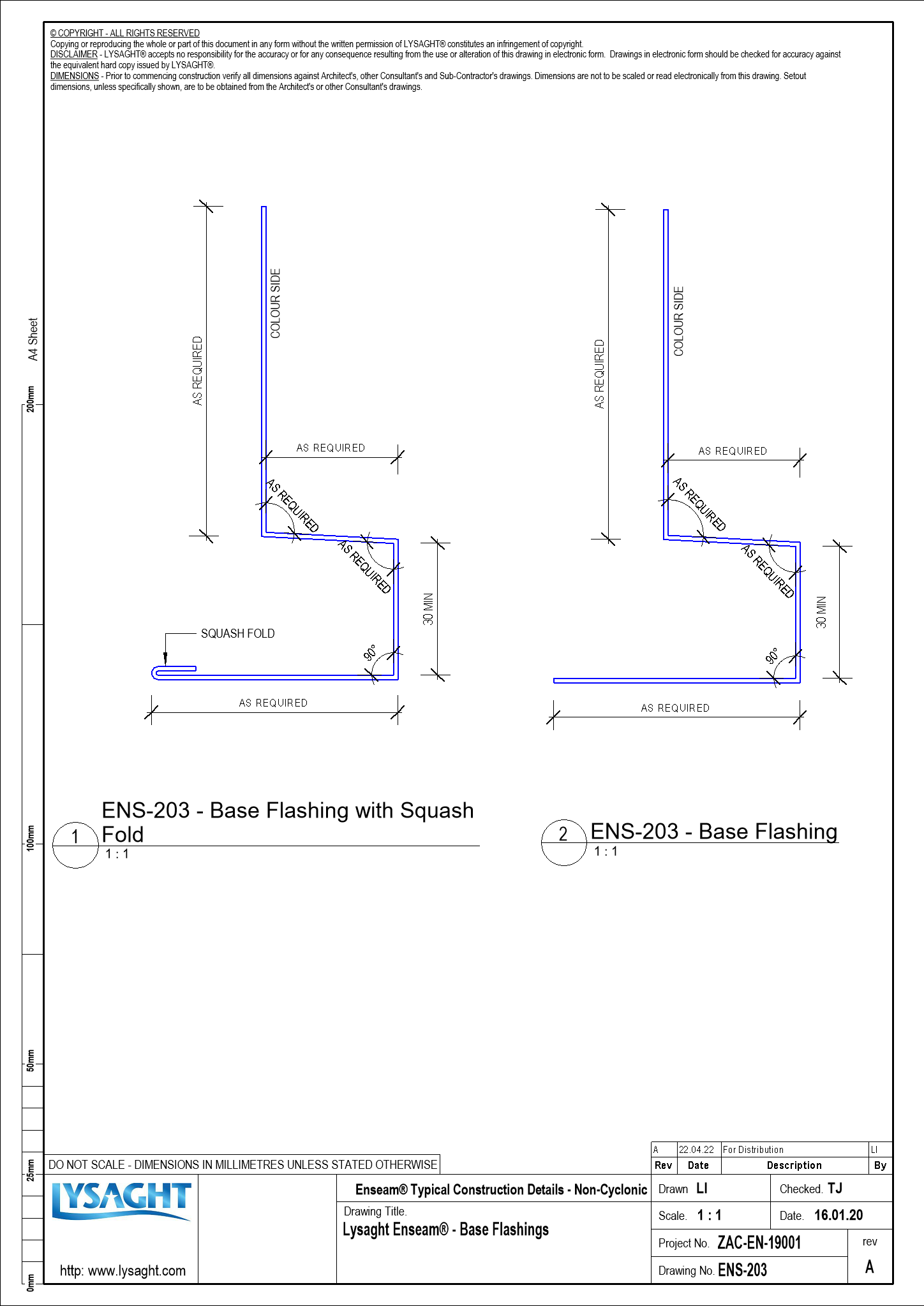 ENS203 Lysaght Enseam® Base Flashings